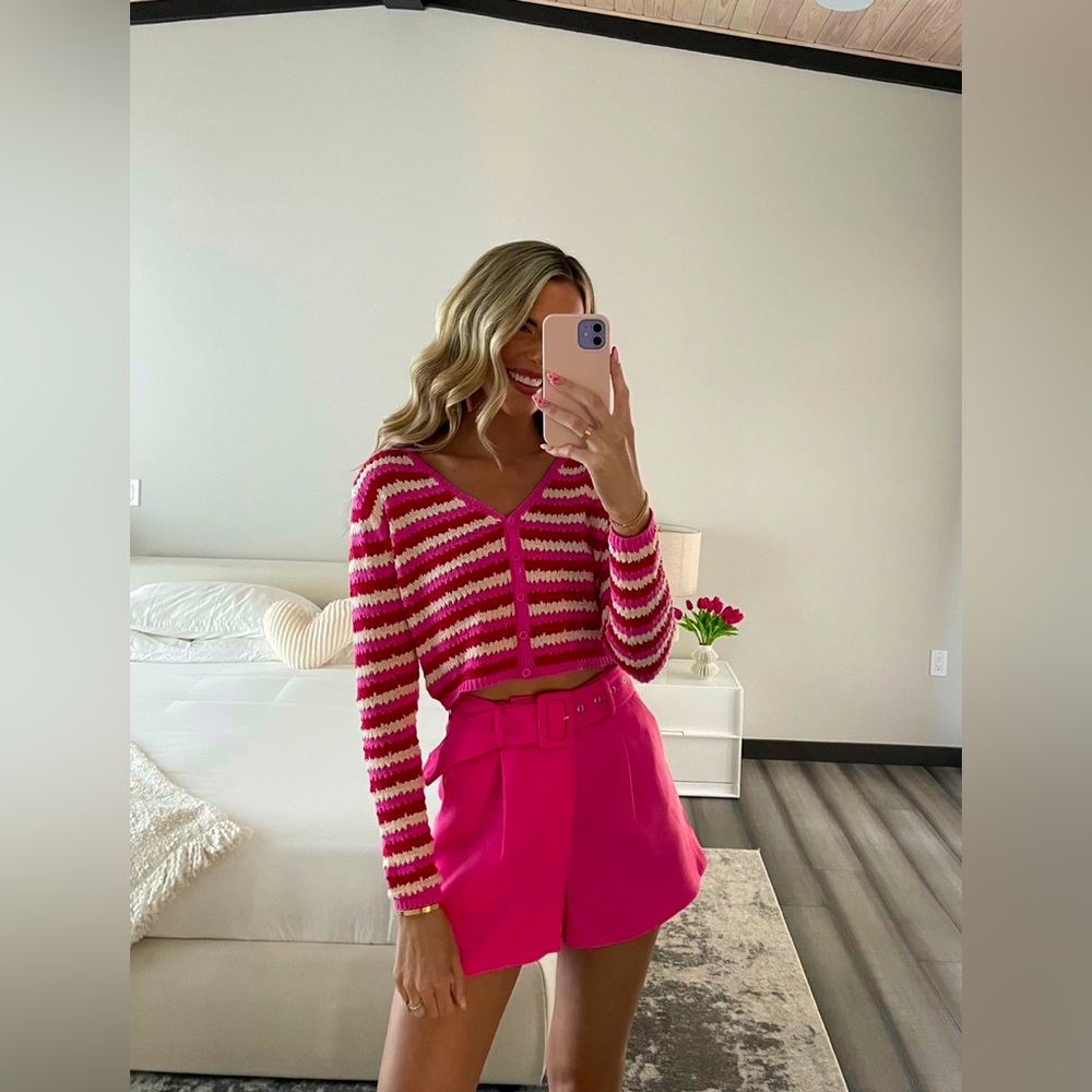 BEST OF ME KNIT STRIPED BUTTON FRONT CARDIGAN